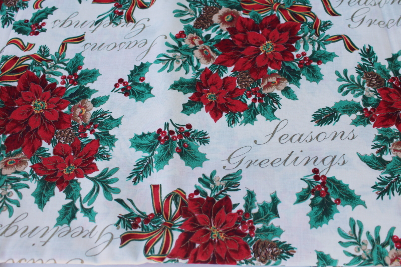 photo of vintage Christmas holiday craft quilting cotton fabric, VIP Cranston print Seasonâ€™s Greetings #1