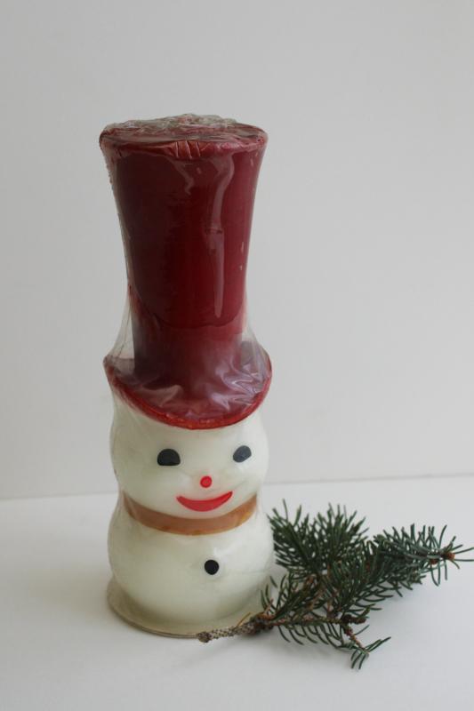 photo of vintage Christmas, large figural candle, Gurley snowman still sealed #1