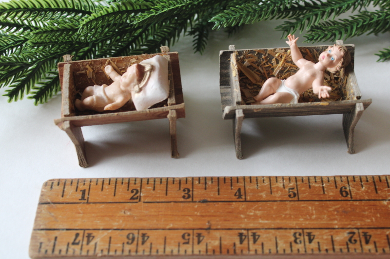 photo of vintage Christmas nativity figures baby infant Jesus in manger, one Italy, one Japan  #5
