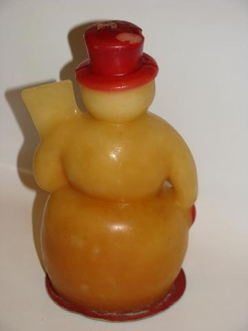 photo of vintage Christmas novelty figural candle, big snowman #2