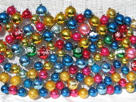 photo of vintage Christmas ornaments, lot mercury glass balls, Shiny Brite etc #1