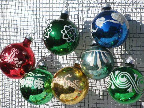 photo of vintage Christmas ornaments, lot mercury glass balls, Shiny Brite etc #5