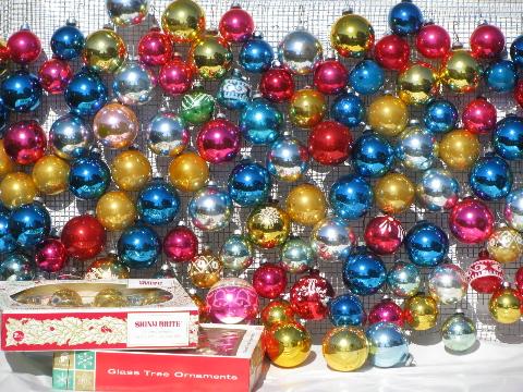 photo of vintage Christmas ornaments, mercury glass balls Shiny Brite, Woolworth's #1