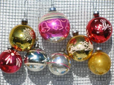 photo of vintage Christmas ornaments, mercury glass balls Shiny Brite, Woolworth's #9