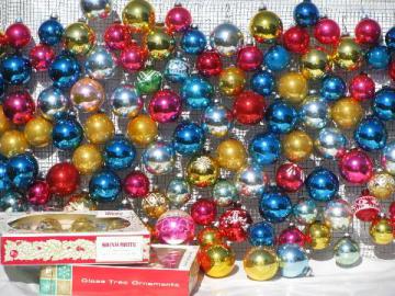 catalog photo of vintage Christmas ornaments, mercury glass balls Shiny Brite, Woolworth's