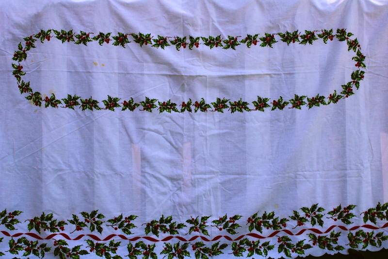 photo of vintage Christmas print cotton tablecloth banquet table size holiday table cover #3