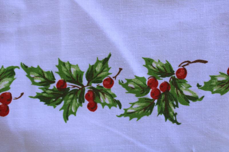 photo of vintage Christmas print cotton tablecloth banquet table size holiday table cover #5