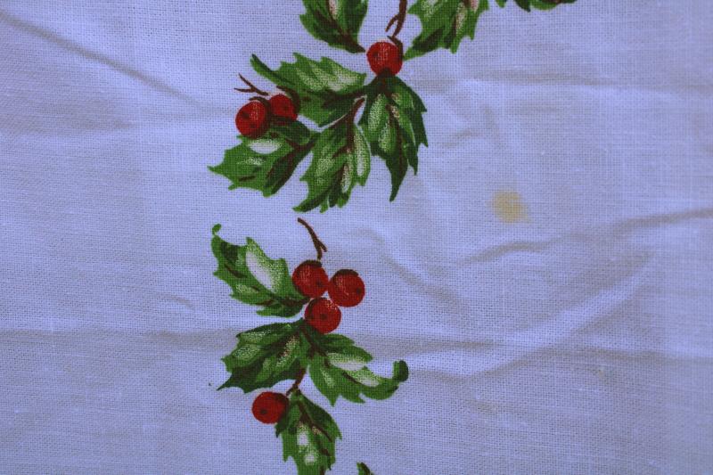 photo of vintage Christmas print cotton tablecloth banquet table size holiday table cover #6