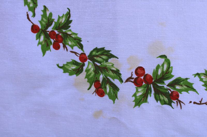 photo of vintage Christmas print cotton tablecloth banquet table size holiday table cover #7