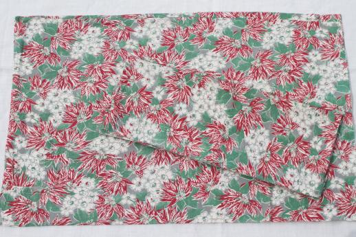 photo of vintage Christmas print feed sack fabric, printed cotton feedsack pillowcases pair #1