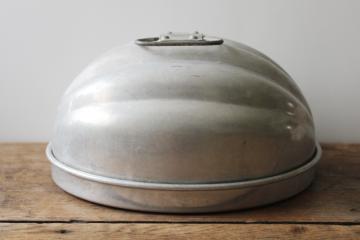vintage Christmas pudding mold, oval melon shape dome w/ handle, Wear Ever aluminum 
