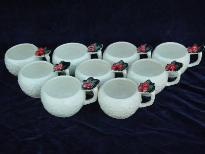 photo of vintage Christmas snowball ceramic cocoa mugs cups #1