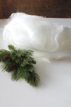 vintage Christmas spun glass angel hair, never used large lot pure white spun glass for ornaments or decorations 