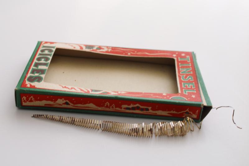 photo of vintage Christmas tinsel metal icicles & Brite Star tree ornament hooks boxes #4