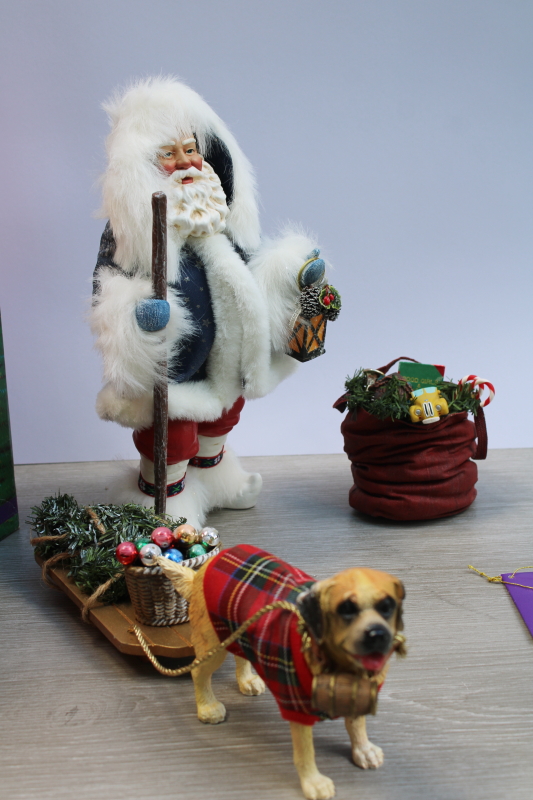 photo of vintage Clothtique Possible Dreams Bringing Home The Tree Santa, St Bernard dog w/ sled  #5