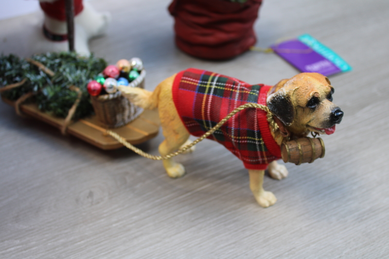 photo of vintage Clothtique Possible Dreams Bringing Home The Tree Santa, St Bernard dog w/ sled  #7