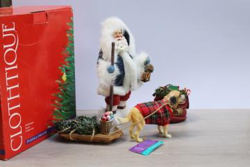 catalog photo of vintage Clothtique Possible Dreams Bringing Home The Tree Santa, St Bernard dog w/ sled 