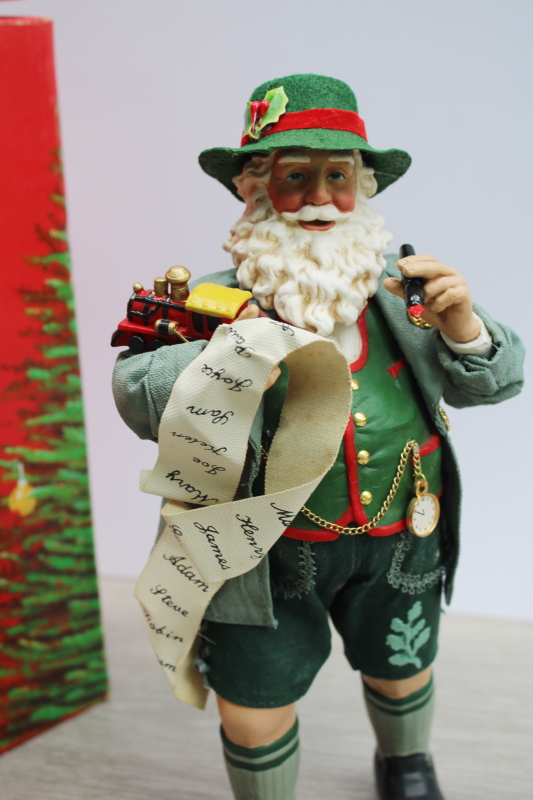 photo of vintage Clothtique Possible Dreams Christmas in the Alps Santa w/ dachshund wiener dog figurine in box  #2