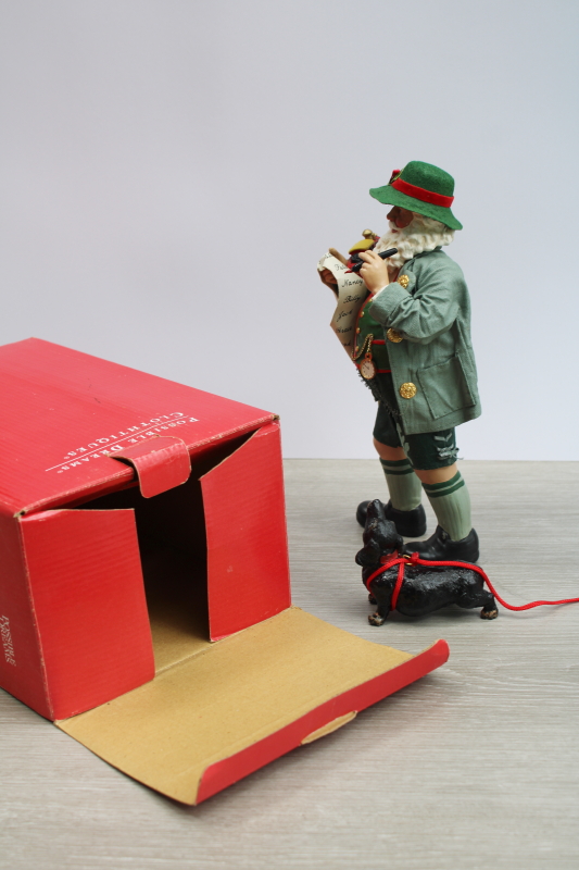 photo of vintage Clothtique Possible Dreams Christmas in the Alps Santa w/ dachshund wiener dog figurine in box  #5