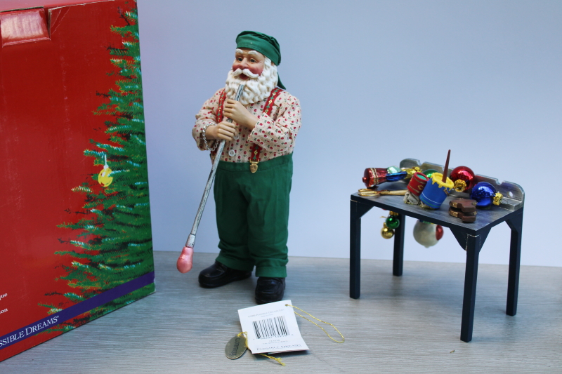 photo of vintage Clothtique Possible Dreams Glassworks set Santa's workshop for blown glass Christmas ornaments #2