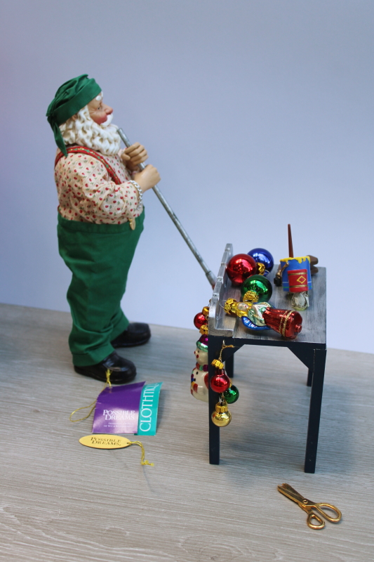 photo of vintage Clothtique Possible Dreams Glassworks set Santa's workshop for blown glass Christmas ornaments #6