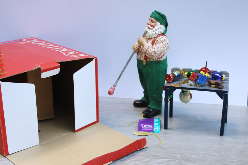 photo of vintage Clothtique Possible Dreams Glassworks set Santa's workshop for blown glass Christmas ornaments #9