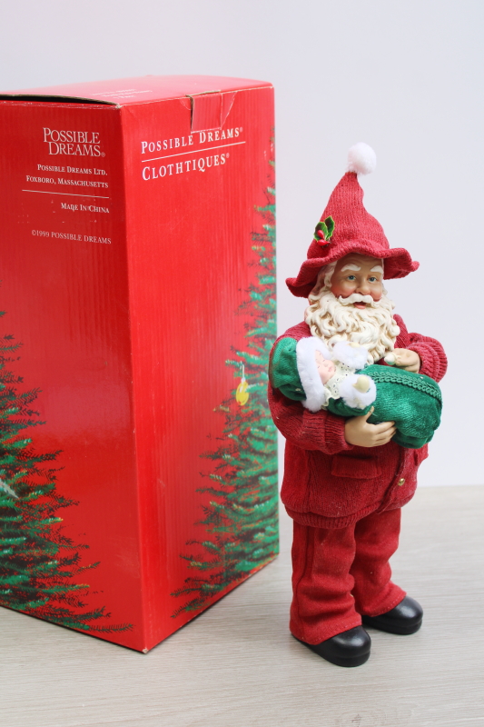 photo of vintage Clothtique Possible Dreams North Pole Nanny Santa w/ baby, figurine in box  #1
