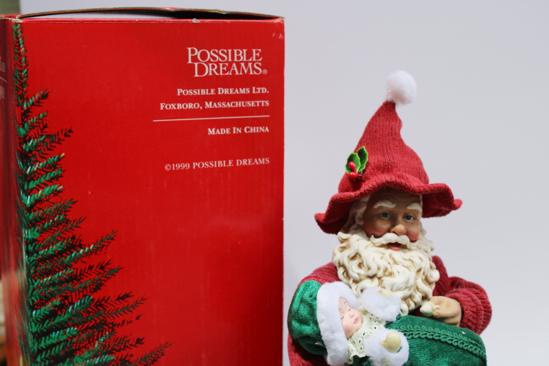 photo of vintage Clothtique Possible Dreams North Pole Nanny Santa w/ baby, figurine in box #2