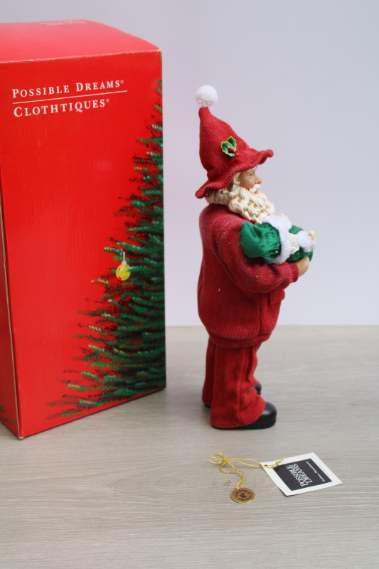 photo of vintage Clothtique Possible Dreams North Pole Nanny Santa w/ baby, figurine in box #5