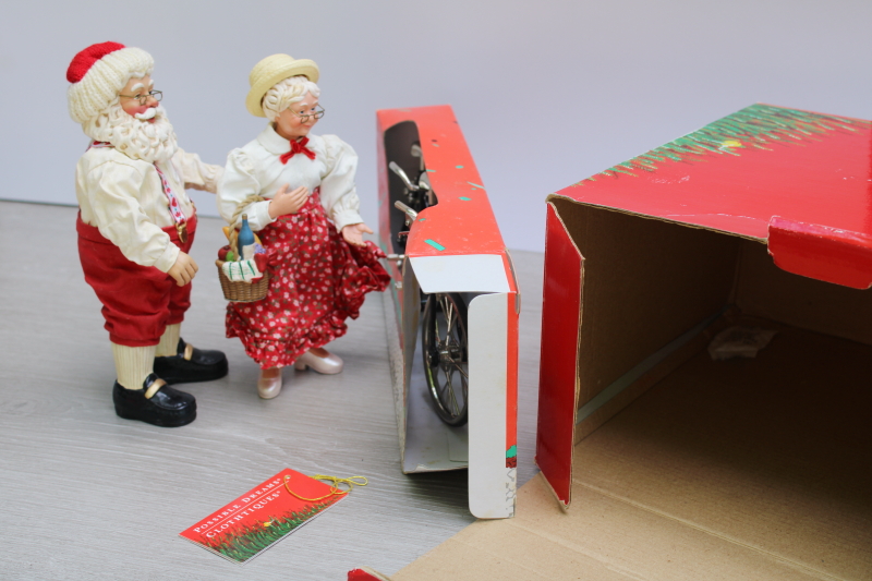 photo of vintage Clothtique Possible Dreams Santa & Mrs Claus bicycle Holiday Built For Two figurine set in box  #3