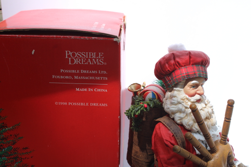 photo of vintage Clothtique Possible Dreams Scottish Highland Santa w/ little black Scotty dog figurine in box #2