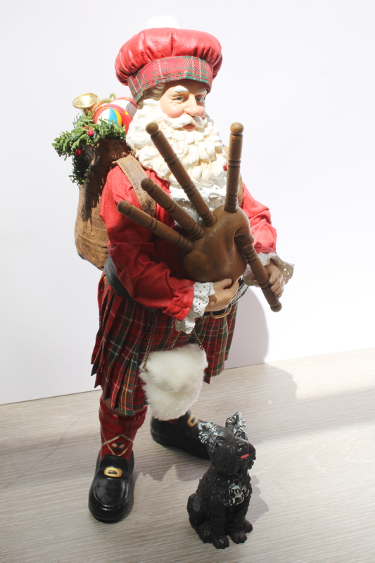 photo of vintage Clothtique Possible Dreams Scottish Highland Santa w/ little black Scotty dog figurine in box #7