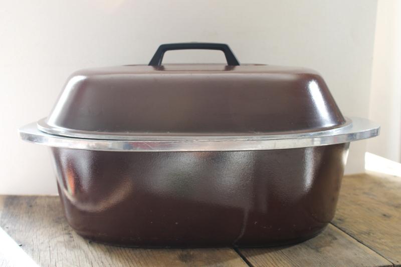 photo of vintage Club aluminum oval roaster w/ lid, BIG 10 qt roasting pan for a turkey #2