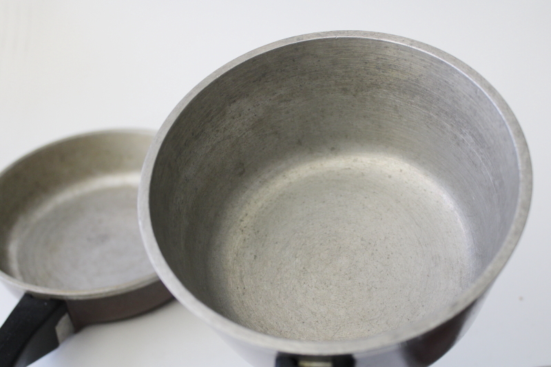 photo of vintage Club aluminum sauce pan pint size pot w/ lid & small skillet, cookware for 1 or 2 #8