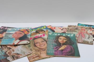 catalog photo of vintage Co-Ed collage girl coed magazines lot, early 70s ads, groovy fashion clothes 