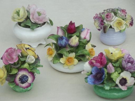 photo of vintage Coalport bone china flowers collection, a garden of flower pots! #1
