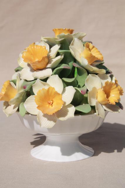 photo of vintage Coalport type flowers bouquet, Aynsley England bone china daffodils #1