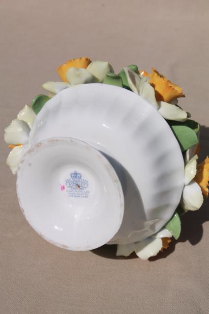 photo of vintage Coalport type flowers bouquet, Aynsley England bone china daffodils #9
