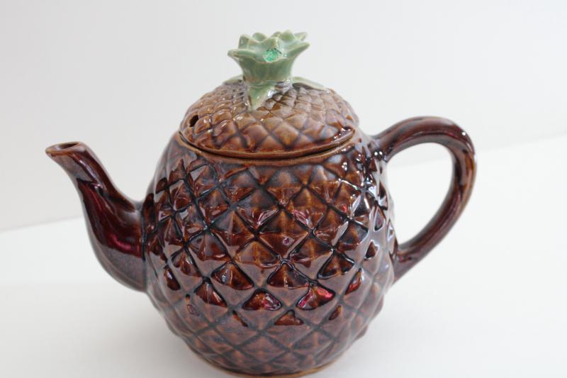 photo of vintage Cobbs - Florida pottery pineapple shape teapot painted ceramic #4