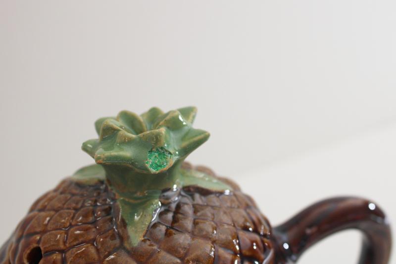 photo of vintage Cobbs - Florida pottery pineapple shape teapot painted ceramic #5