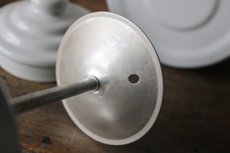 photo of vintage Coleman percolator camp coffee pot white enamel w/ blue The Sunshine of the Night logo #11