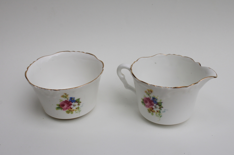 photo of vintage Collingwoods England bone china mini creamer & sugar set, floral bouquet #2