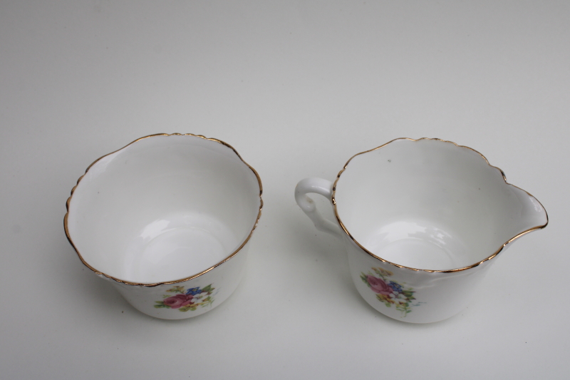 photo of vintage Collingwoods England bone china mini creamer & sugar set, floral bouquet #3