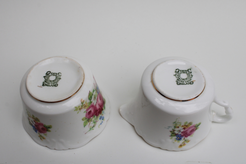 photo of vintage Collingwoods England bone china mini creamer & sugar set, floral bouquet #4