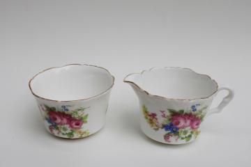 vintage Collingwoods England bone china mini creamer & sugar set, floral bouquet