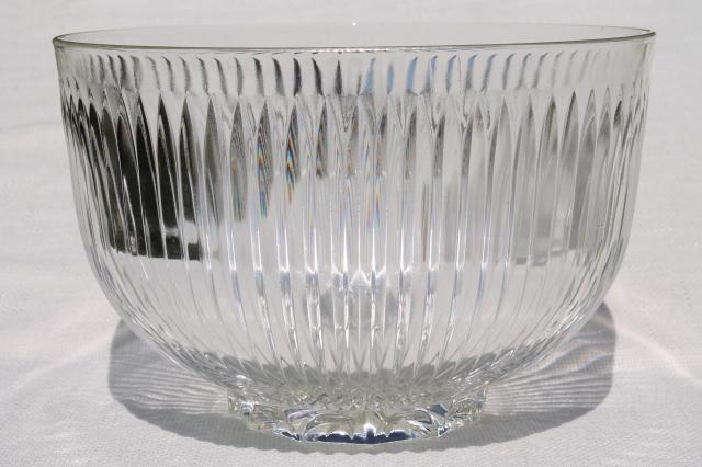 photo of vintage Colony Starlight prismatic ribbed glass punch bowl set w/ hooked handle cups & ladle #9