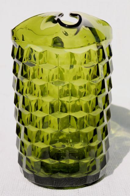 photo of vintage Colony glass Whitehall pattern avocado green glass pitcher #2