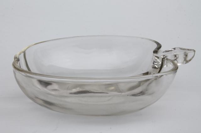 photo of vintage Colony glass apple shape divided bowl & sauce dishes, salt dips, or butter pat plates? #3