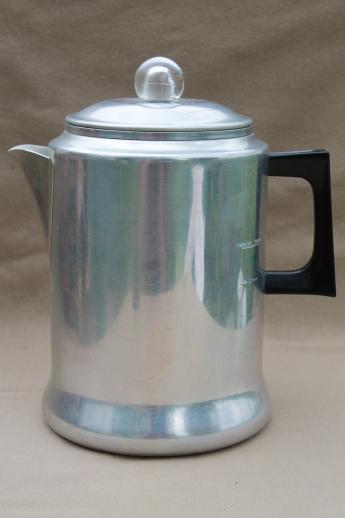 photo of vintage Comet aluminum coffee pot, stovetop percolator 12 cup coffeepot #1