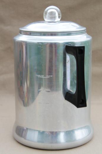 photo of vintage Comet aluminum coffee pot, stovetop percolator 12 cup coffeepot #4